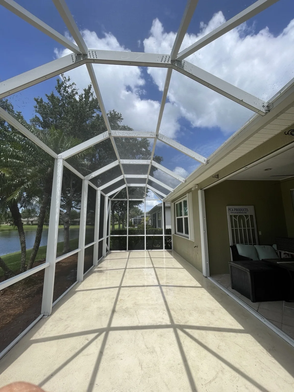 Completed white screened enclosure